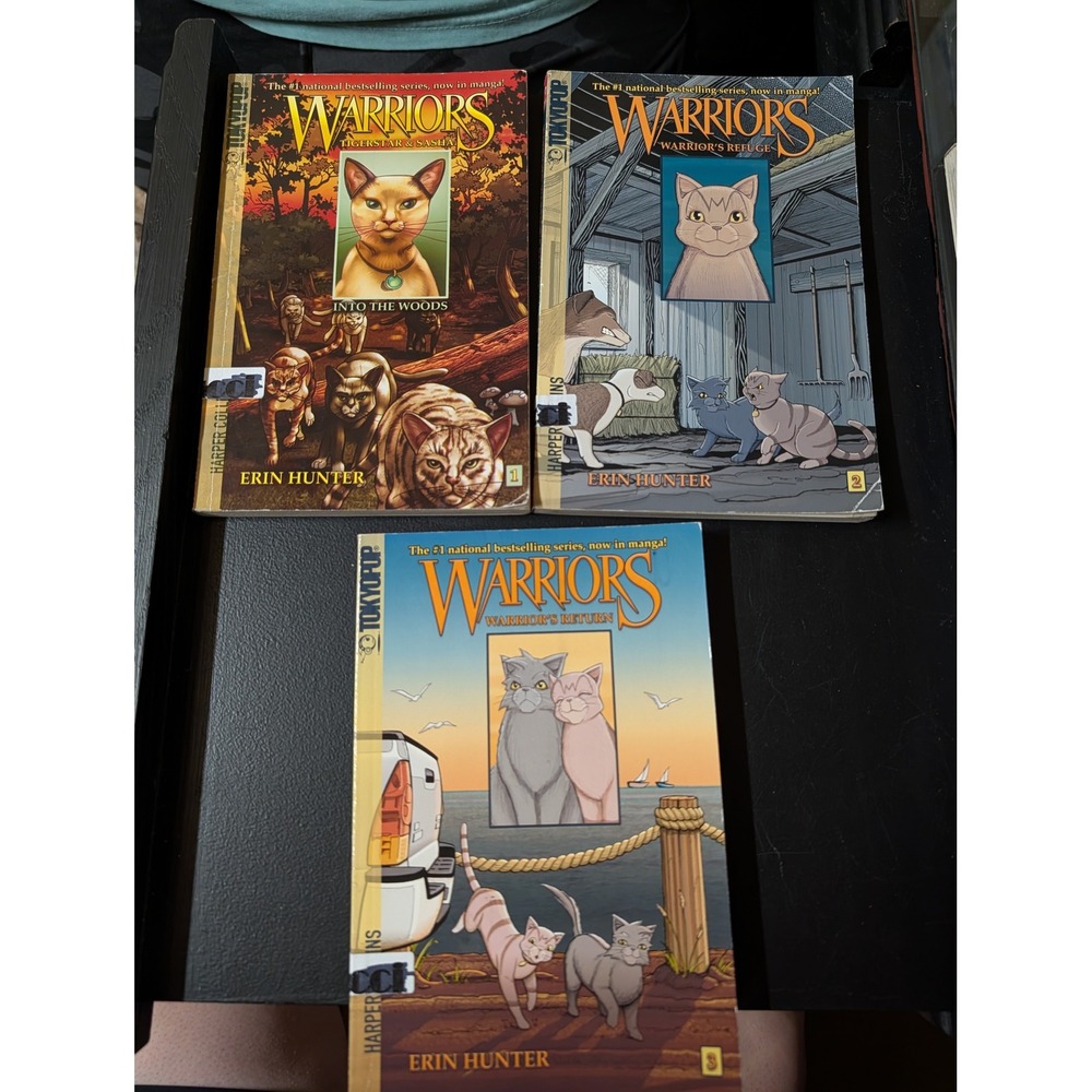 Erin Hunter Warriors Manga Lot 3 Books Graystripe Tigerstar Sasha Good Condition